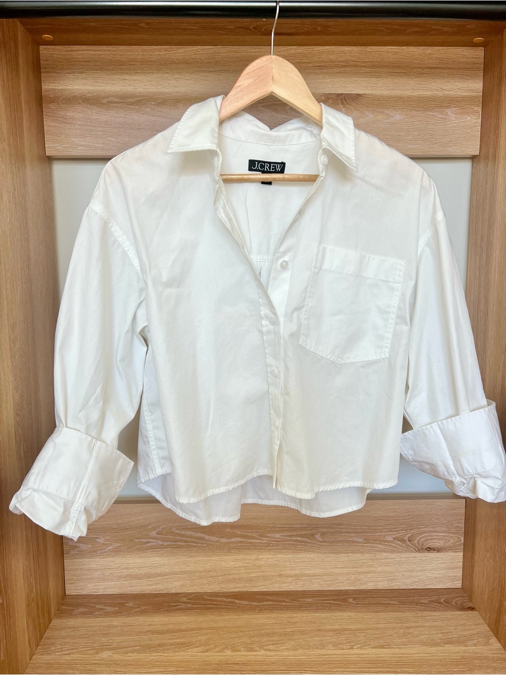 J. Crew Cream Cropped Button-Down Shirt